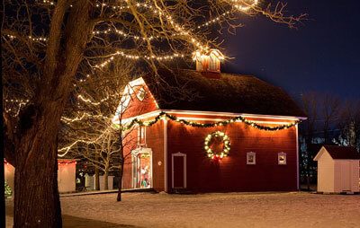 holiday lights on shed