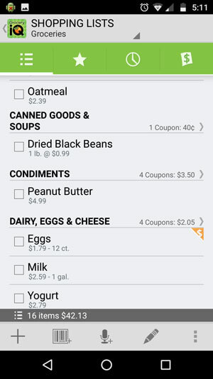 shopping list